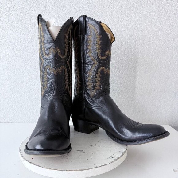 NEW Rod Patrick Mens Cowboy Boots Size 16.5 D Black Buffalo Western Round Toe - Picture 1 of 13